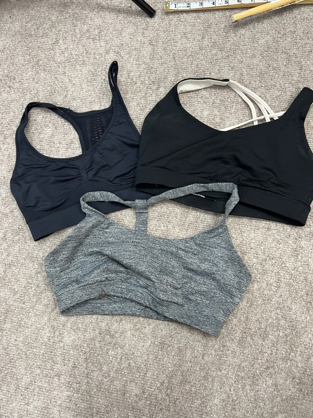 Exercise bras size small black and gray